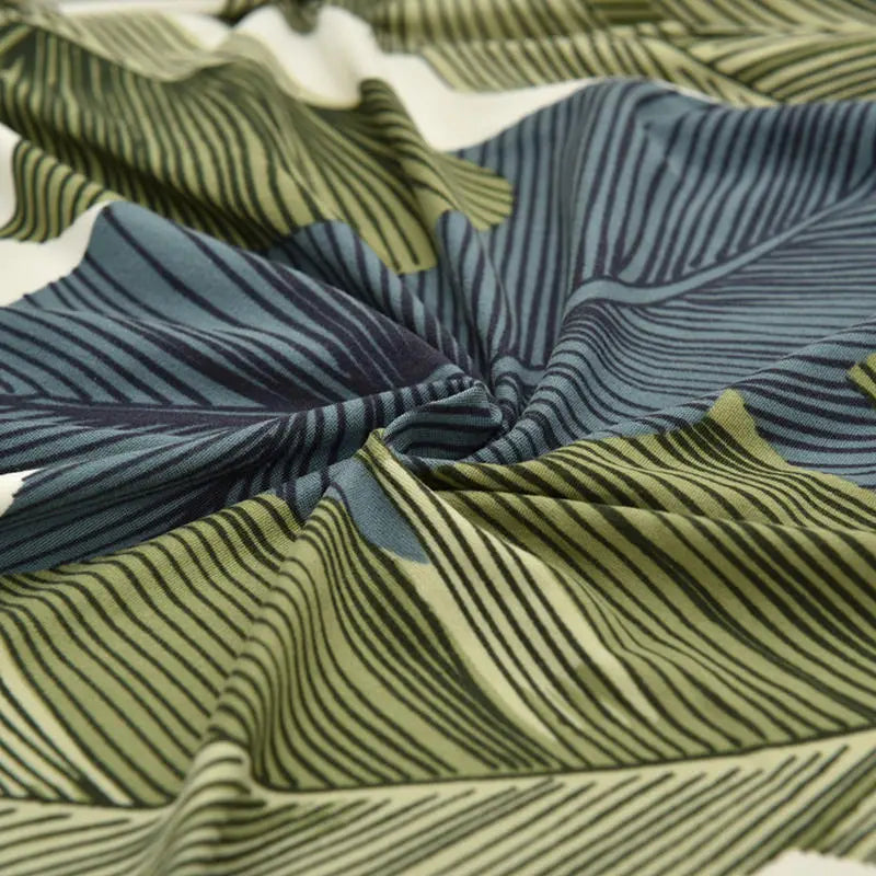 Luxton Home Elastic Stretchable Printed Fully Covered Sofa Slipcover, FOREST - Green Color