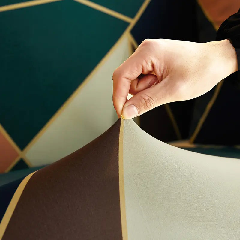 Luxton Home Elastic Stretchable Printed Fully Covered Sofa Slipcover, EMERALD CRYSTAL - Multicolor