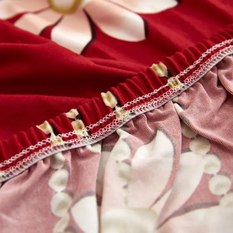 Luxton Home Elastic Stretchable Printed Fully Covered Sofa Slipcover, DAISY - Red with Flower Printed