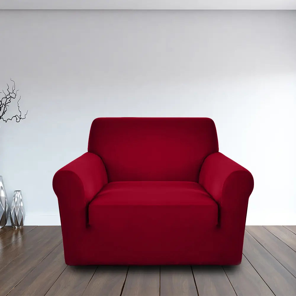 LUXTON HOME Universal Elastic Sofa Cover Stretchable Slipcover for Any Type of Sofa or Couch, Color-Wine Red.