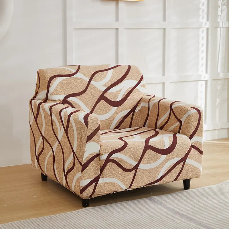 Luxton Home Elastic Stretchable Printed Fully Covered Sofa Slipcover, Red White