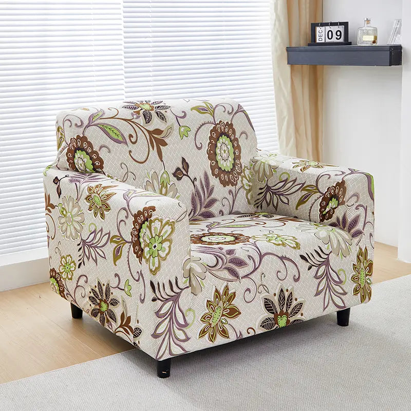 Luxton Home Elastic Stretchable Printed Fully Covered Sofa Slipcover, printed flowers