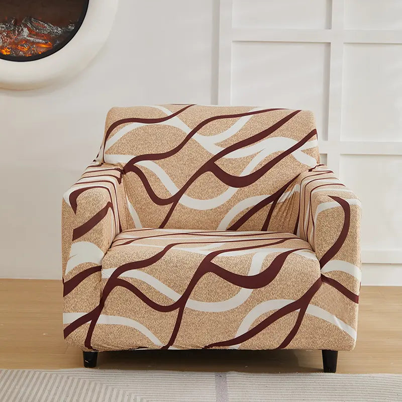 Luxton Home Elastic Stretchable Printed Fully Covered Sofa Slipcover, Red White