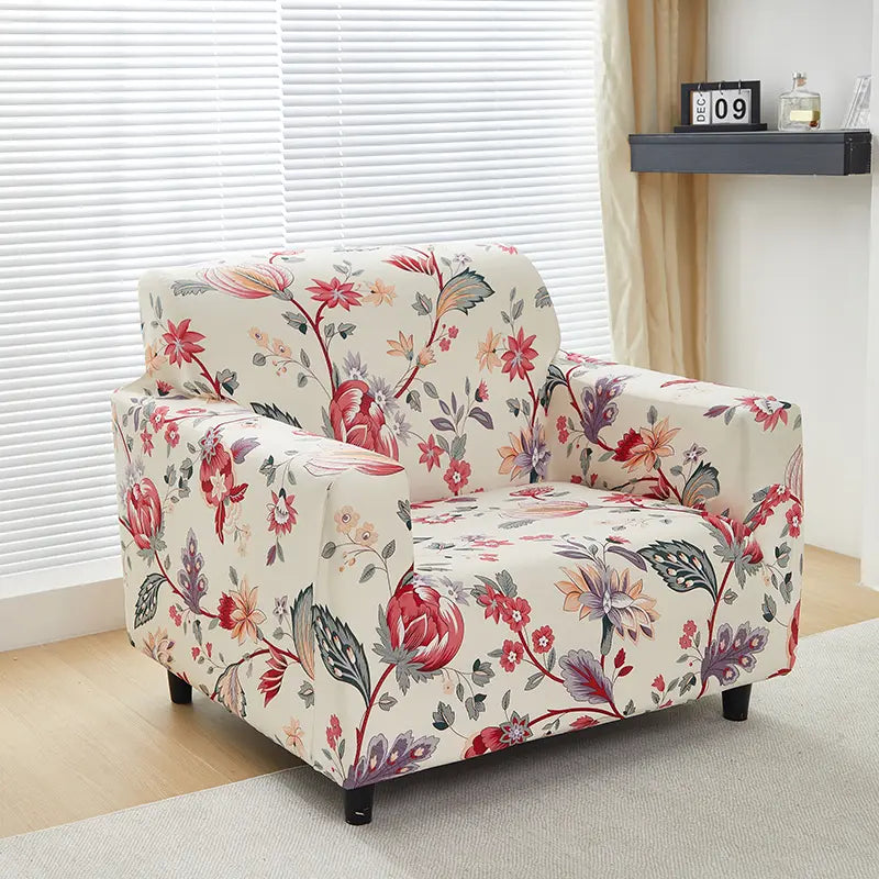 Luxton Home Elastic Stretchable Printed Fully Covered Sofa Slipcover, flowers.