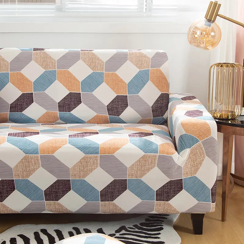 Luxton Home Elastic Stretchable Printed Fully Covered Sofa Slipcover, MAGIC WEAVE - Multicolor