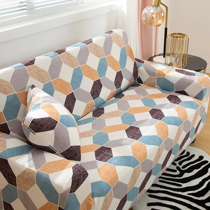 Luxton Home Elastic Stretchable Printed Fully Covered Sofa Slipcover, MAGIC WEAVE - Multicolor