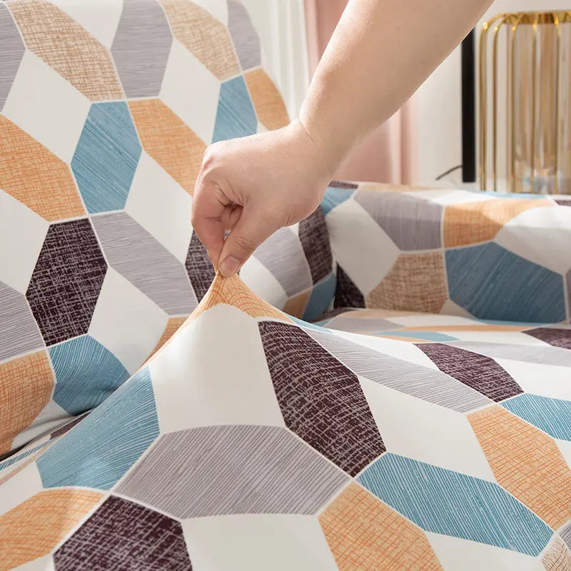Luxton Home Elastic Stretchable Printed Fully Covered Sofa Slipcover, MAGIC WEAVE - Multicolor