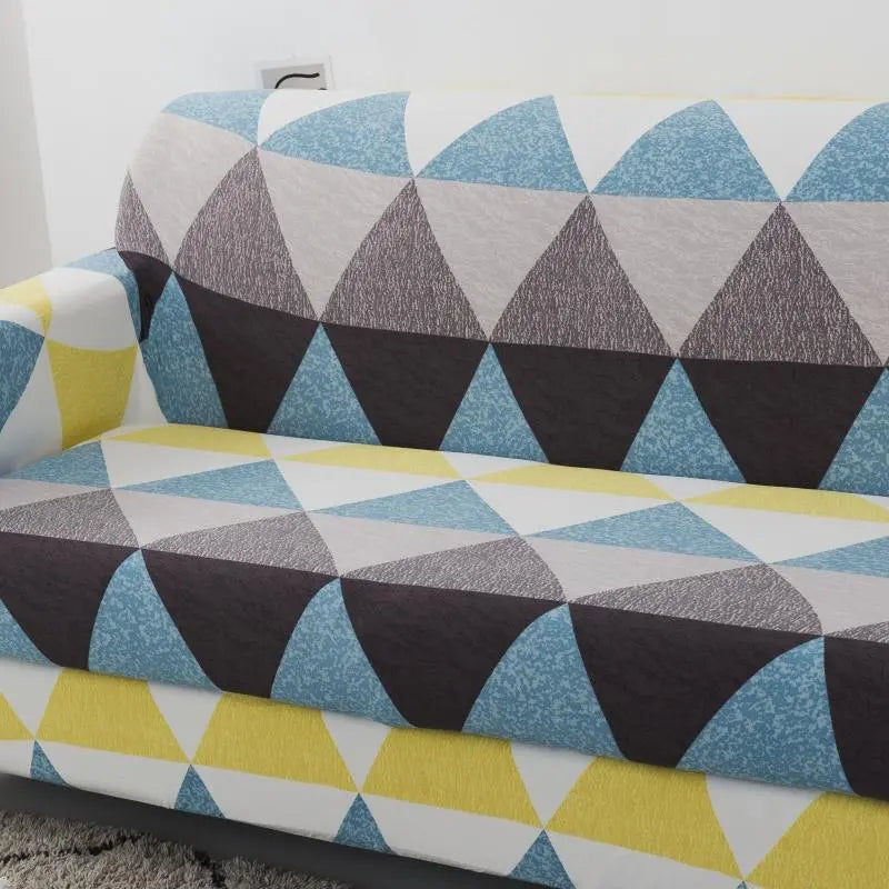 Luxton Home Elastic Stretchable Printed Fully Covered Sofa Slipcover, WAVES - Multicolor