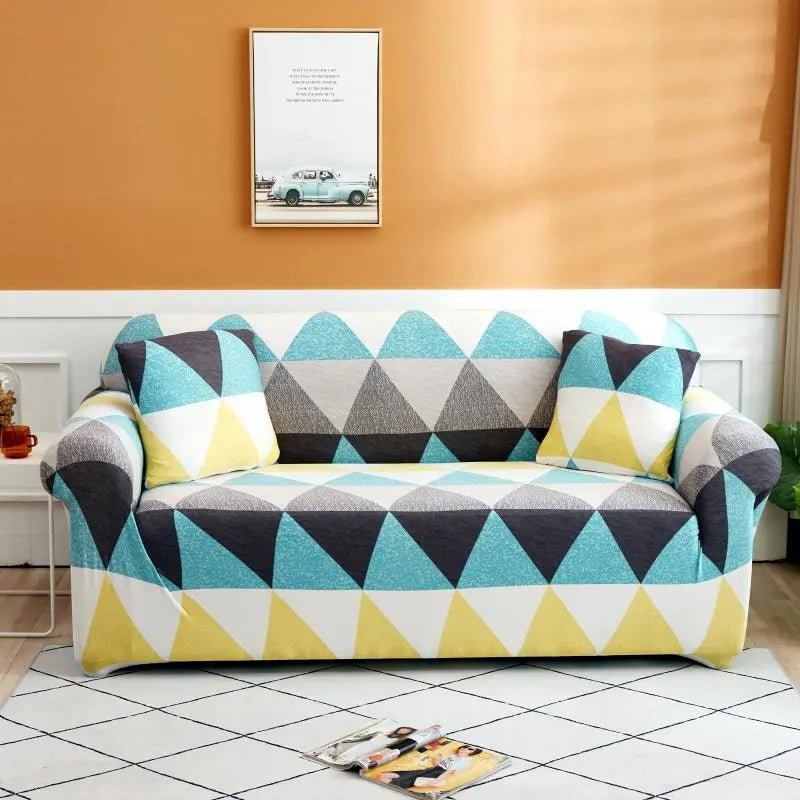 Luxton Home Elastic Stretchable Printed Fully Covered Sofa Slipcover, WAVES - Multicolor