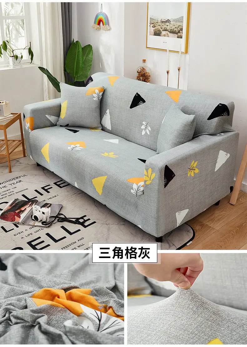 Luxton Home Elastic Stretchable Printed Fully Covered Sofa Slipcover, SPANGLE - Gray