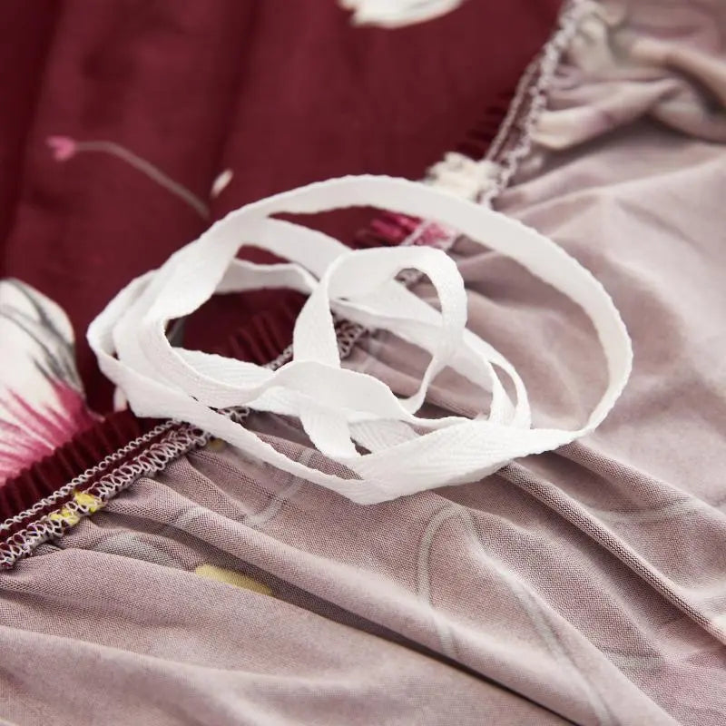 Luxton Home Elastic Stretchable Printed Fully Covered Sofa Slipcover, LILLY - Maroon color with Flower Printed