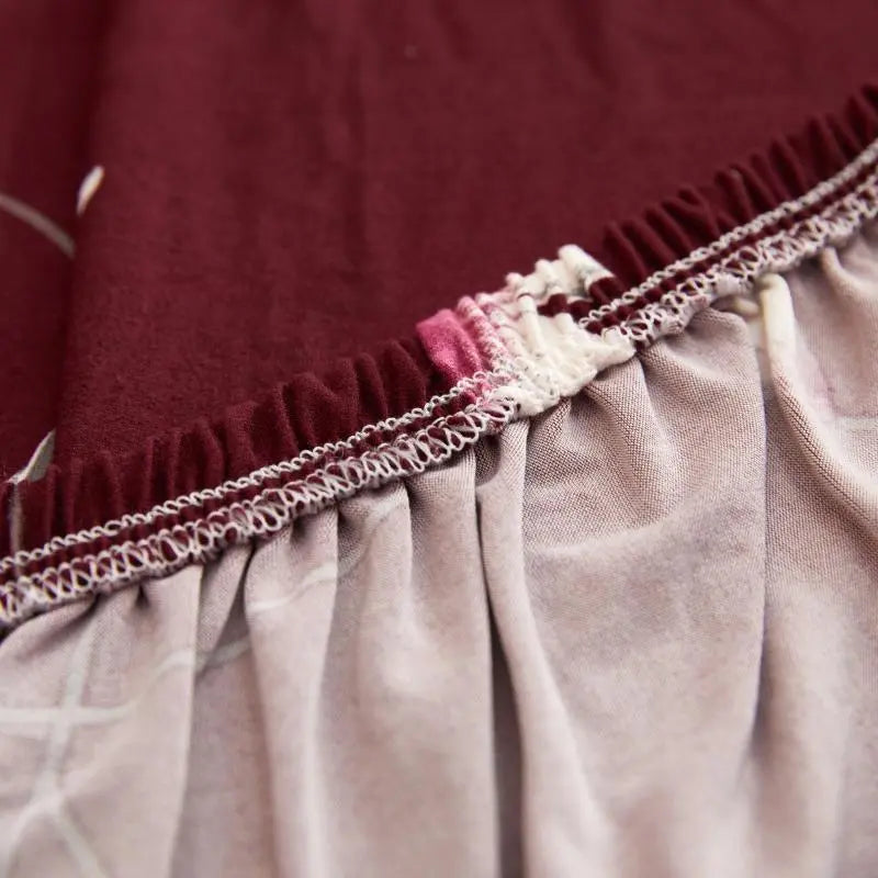 Luxton Home Elastic Stretchable Printed Fully Covered Sofa Slipcover, LILLY - Maroon color with Flower Printed