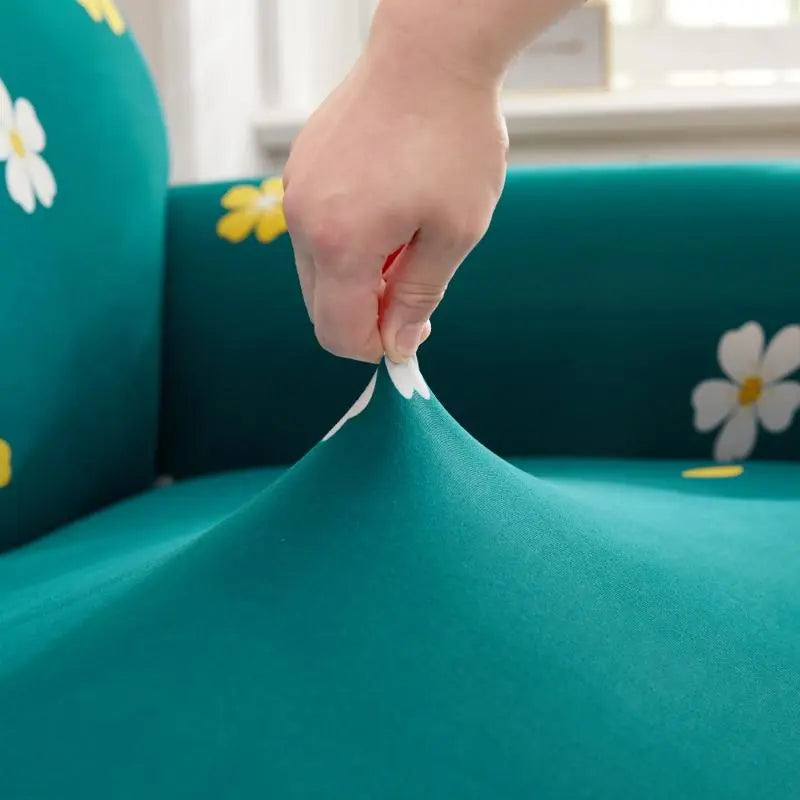 Luxton Home Elastic Stretchable Printed Fully Covered Sofa Slipcover, OASIS - Green Color with Flower Printed