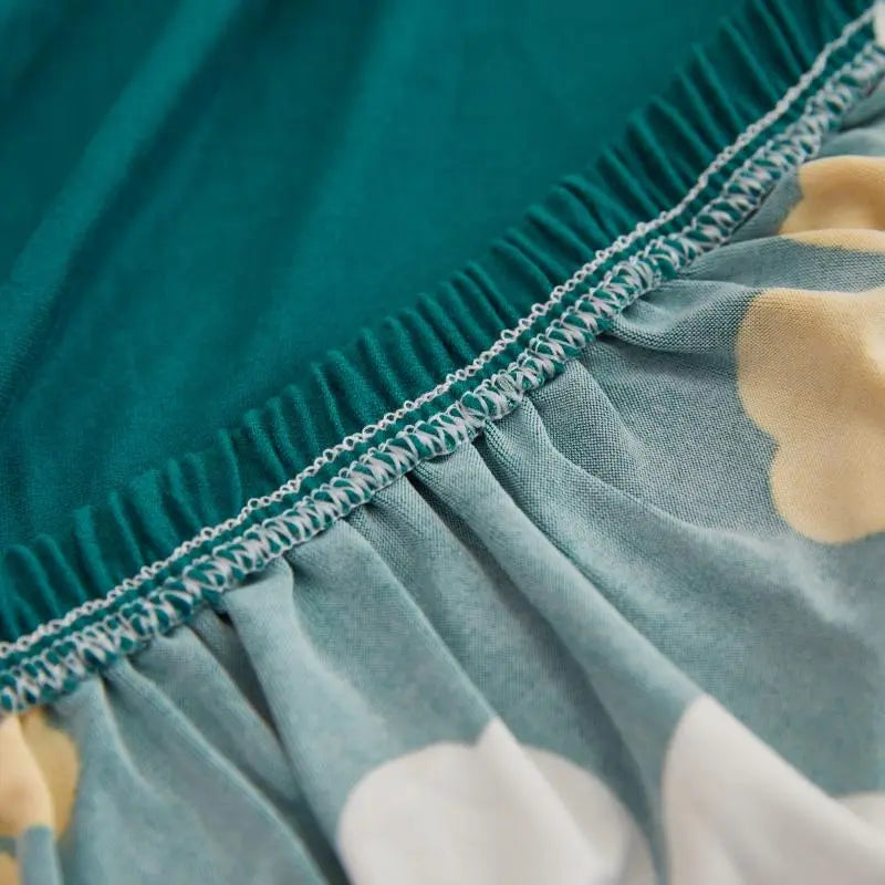 Luxton Home Elastic Stretchable Printed Fully Covered Sofa Slipcover, OASIS - Green Color with Flower Printed