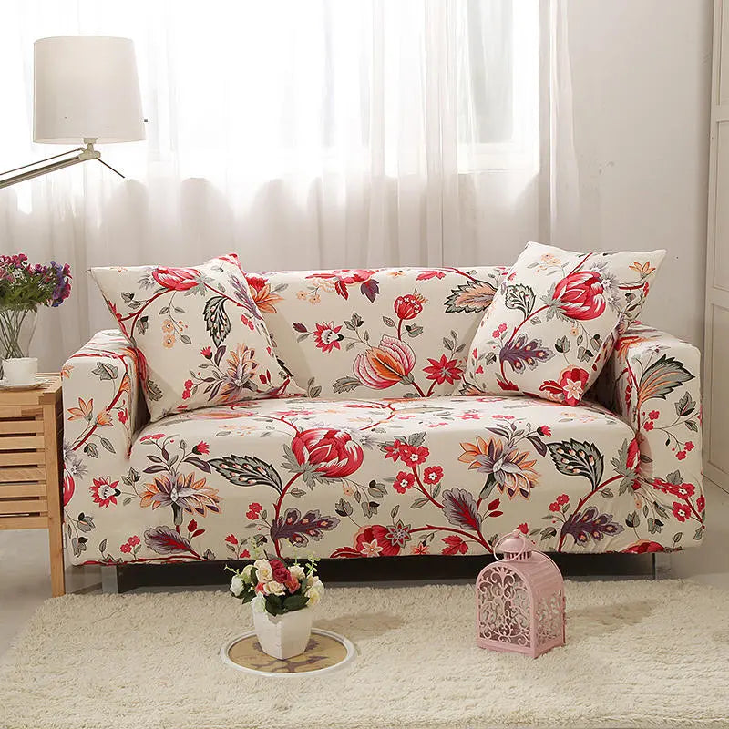 Luxton Home Elastic Stretchable Printed Fully Covered Sofa Slipcover, BLOOM - Flower Printed