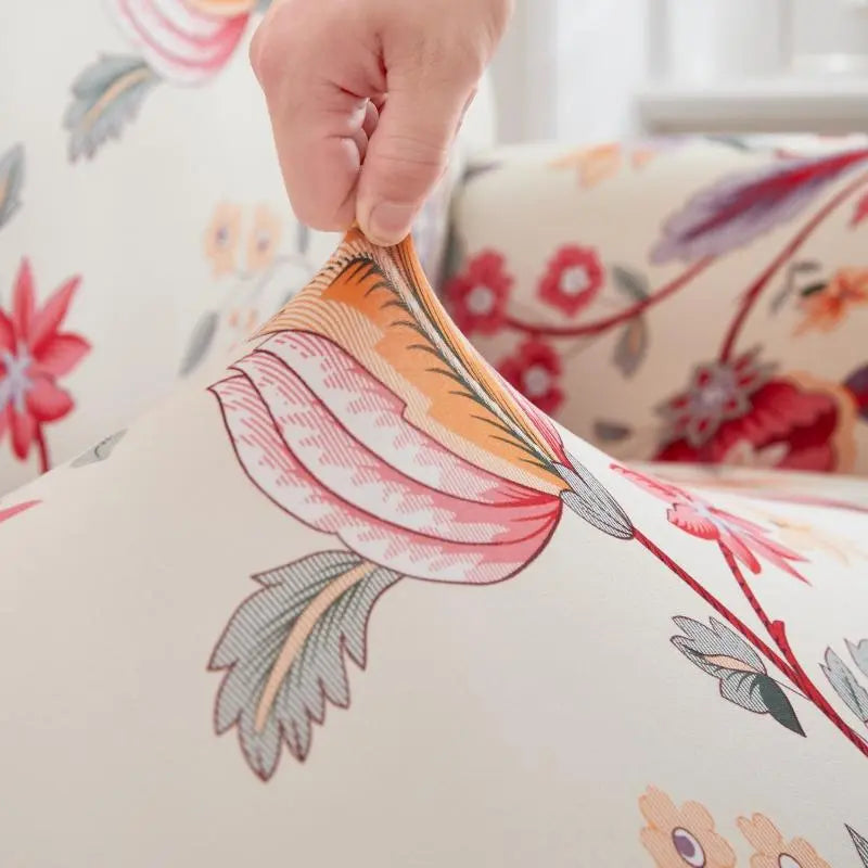 Luxton Home Elastic Stretchable Printed Fully Covered Sofa Slipcover, BLOOM - Flower Printed