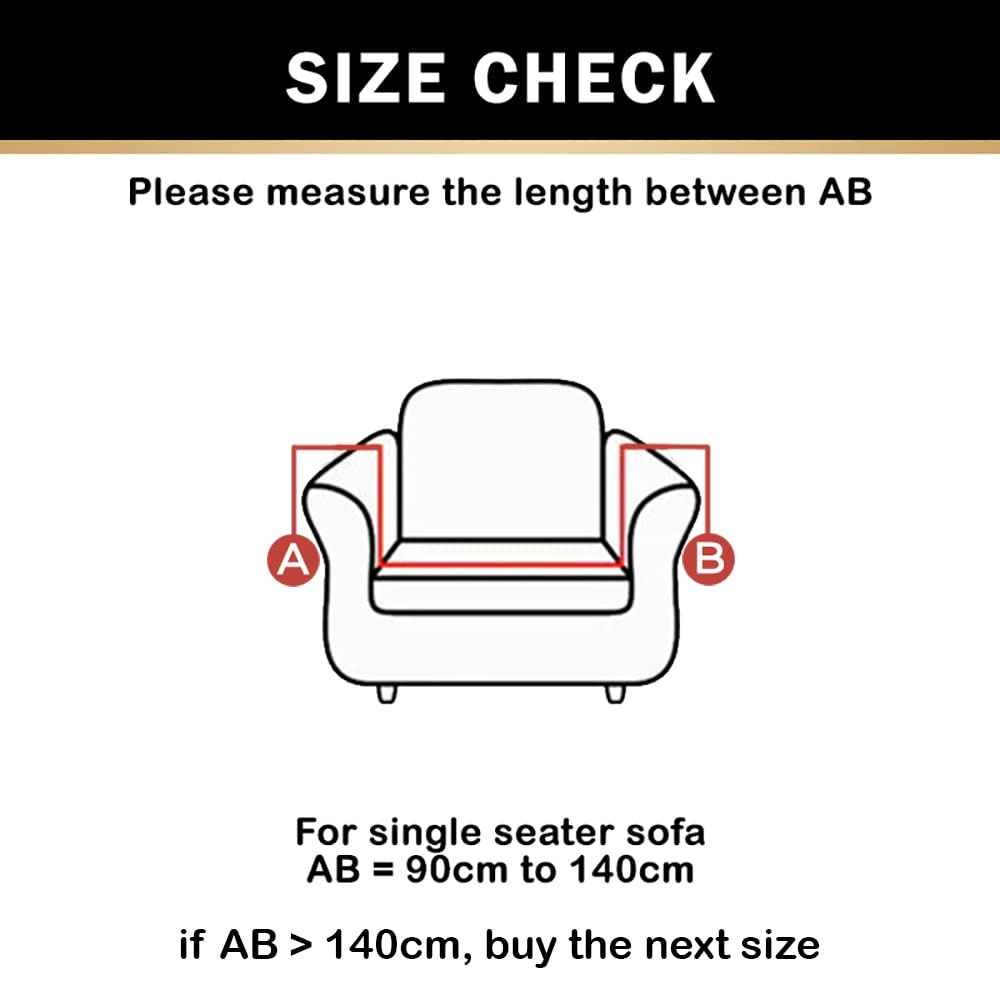 Luxton Home Universal Designer Sofa Cover for Any Type of Sofa or Couch, Stretchable 3 Seater and Single Seater, Washable Spandex Jacquard Fabric (Beige, Single Seater)