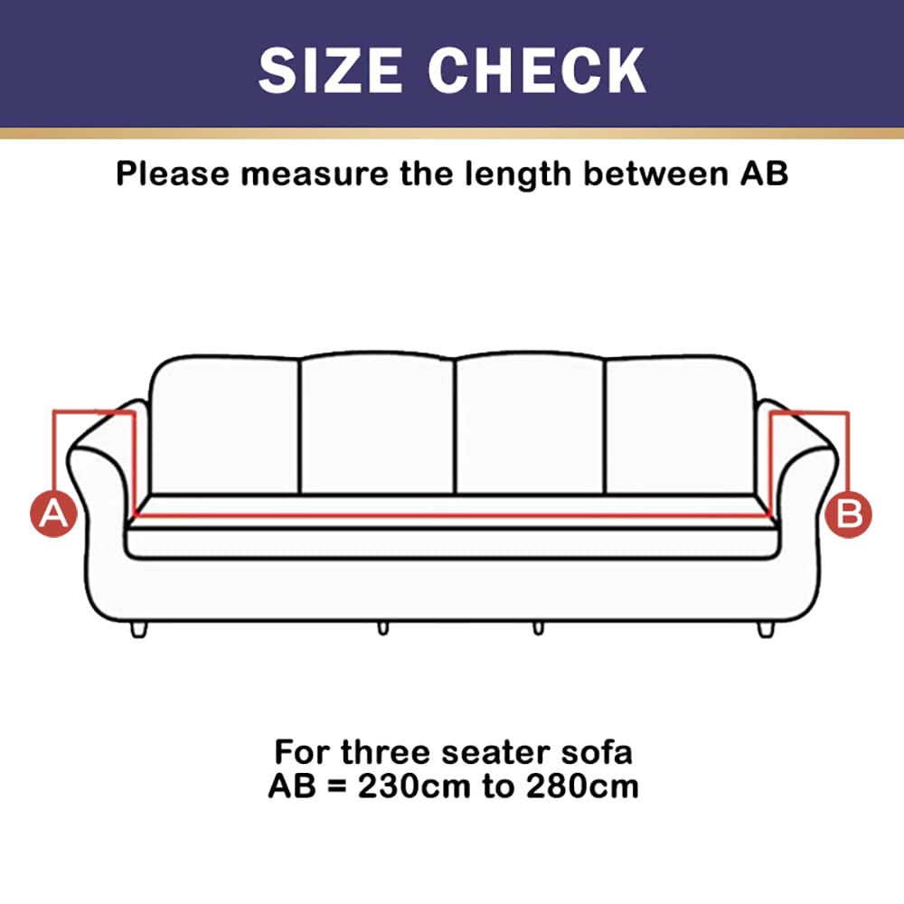 LUXTON HOME Designer Sofa Cover with Stretchable Elastic Universal Polyester & Spandex Blend Sofa Cover 3 Seater, 2 Seater and 1 Seater Durable & Easy Maintenance (Grey, Three Seater)