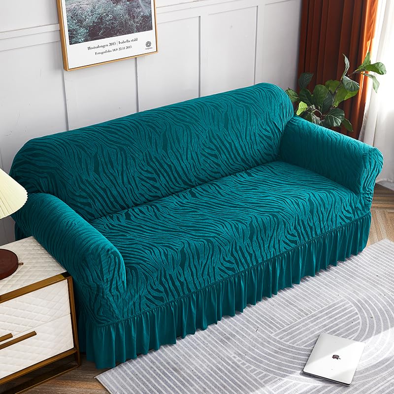 Luxton Home Universal Designer Sofa Cover for Any Type of Sofa or Couch, Stretchable 3 Seater and Single Seater, Washable Spandex Jacquard Fabric (Beige, Single Seater)