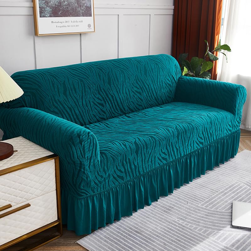 Luxton Home Universal Designer Sofa Cover for Any Type of Sofa or Couch, Stretchable 3 Seater and Single Seater, Washable Spandex Jacquard Fabric (Beige, Single Seater)