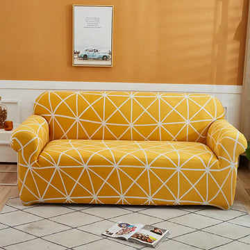 Luxton Home Elastic Stretchable Printed Fully Covered Sofa Slipcover, SUNSHINE - Yellow