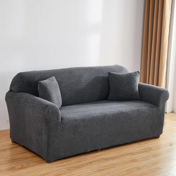 LUXTON HOME Designer Sofa Cover with Stretchable Elastic Universal Polyester & Spandex Blend Sofa Cover 3 Seater, 2 Seater and 1 Seater Durable & Easy Maintenance (Grey, Three Seater)