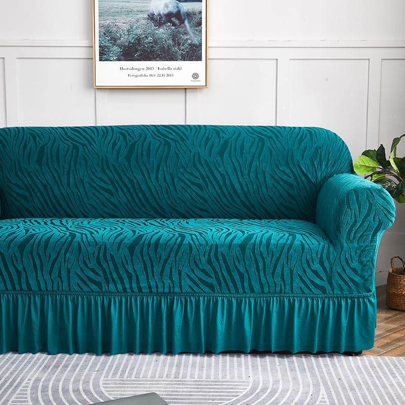 Luxton Home Universal Designer Sofa Cover for Any Type of Sofa or Couch, Stretchable 3 Seater and Single Seater, Washable Spandex Jacquard Fabric (Beige, Single Seater)