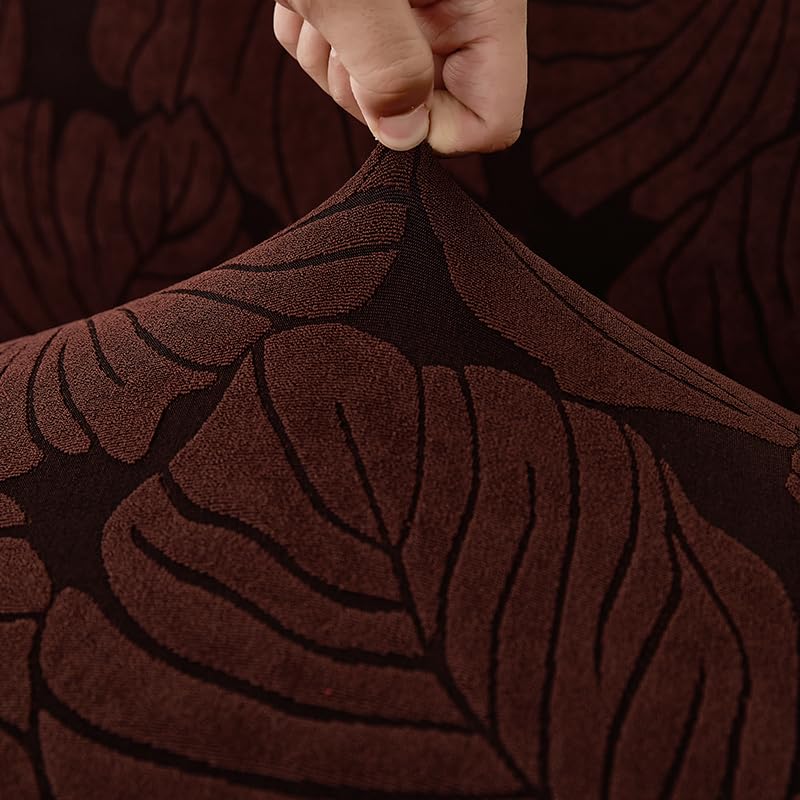 LUXTON HOME Designer Sofa Cover with Skirt Stretchable Elastic Universal Polyester & Spandex Blend Sofa Cover 3 Seater, 2 Seater and 1 Seater Durable & Easy Maintenance (Chocolate, Four Seater)