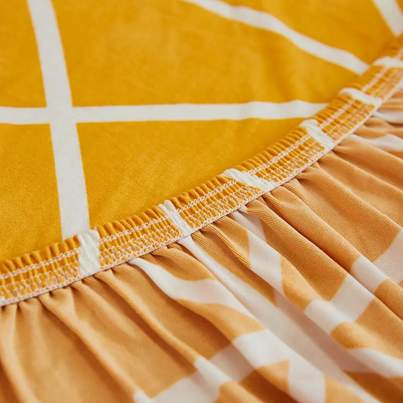 Luxton Home Elastic Stretchable Printed Fully Covered Sofa Slipcover, SUNSHINE - Yellow