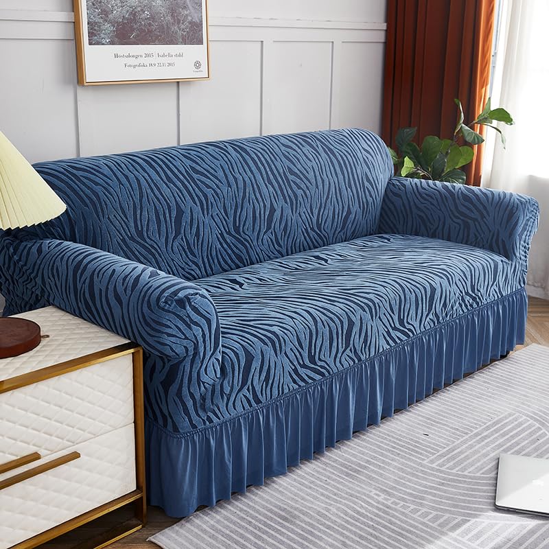 Luxton Home Universal Designer Sofa Cover for Any Type of Sofa or Couch, Stretchable 3 Seater and Single Seater, Washable Spandex Jacquard Fabric (Beige, Single Seater)