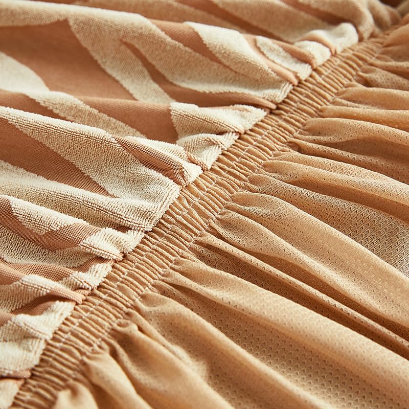 Luxton Home Universal Designer Sofa Cover for Any Type of Sofa or Couch, Stretchable 3 Seater and Single Seater, Washable Spandex Jacquard Fabric (Beige, Single Seater)