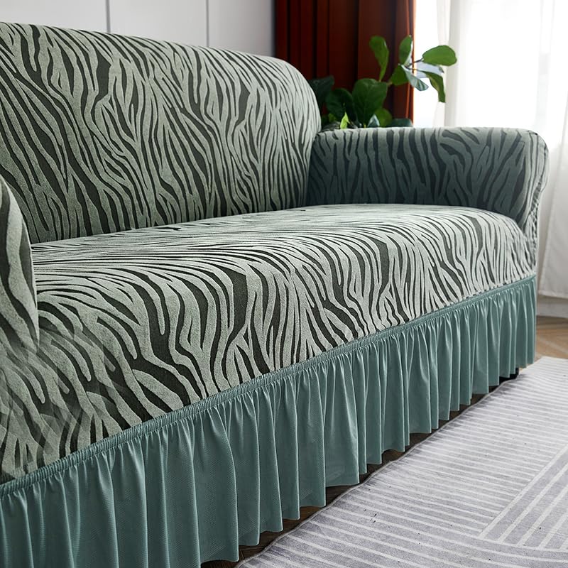 Luxton Home Universal Designer Sofa Cover for Any Type of Sofa or Couch, Stretchable 3 Seater and Single Seater, Washable Spandex Jacquard Fabric (Beige, Single Seater)