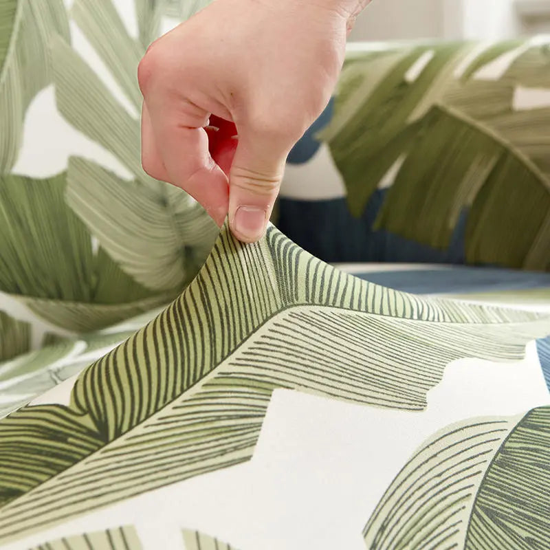 Luxton Home Elastic Stretchable Printed Fully Covered Sofa Slipcover, FOREST - Green Color