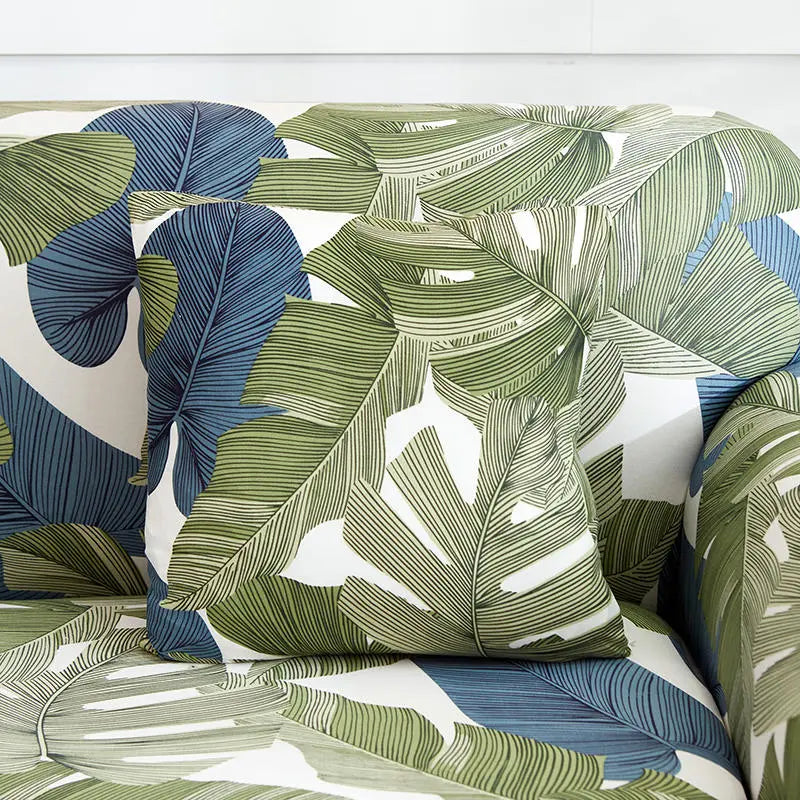 Luxton Home Elastic Stretchable Printed Fully Covered Sofa Slipcover, FOREST - Green Color