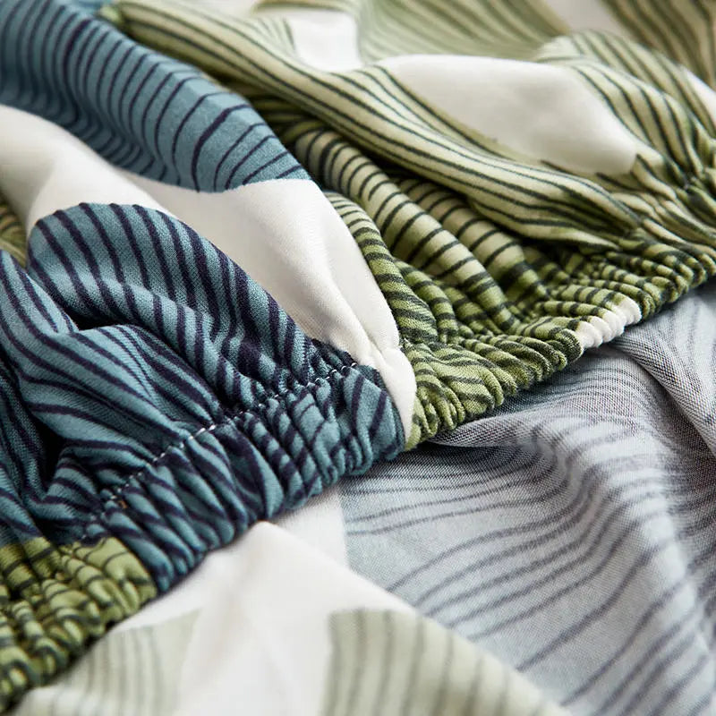 Luxton Home Elastic Stretchable Printed Fully Covered Sofa Slipcover, FOREST - Green Color