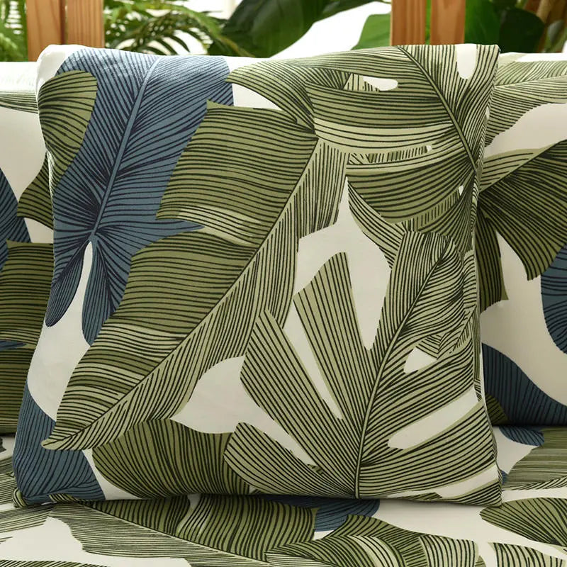 Luxton Home Elastic Stretchable Printed Fully Covered Sofa Slipcover, FOREST - Green Color