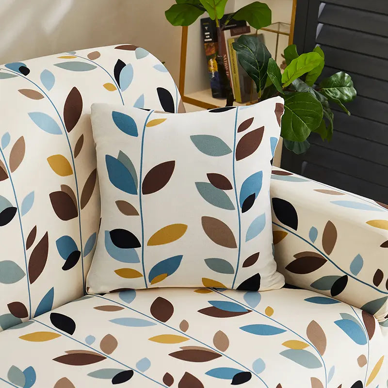Luxton Home Elastic Stretchable Printed Fully Covered Sofa Slipcover, AUTUMN - Flower Printed