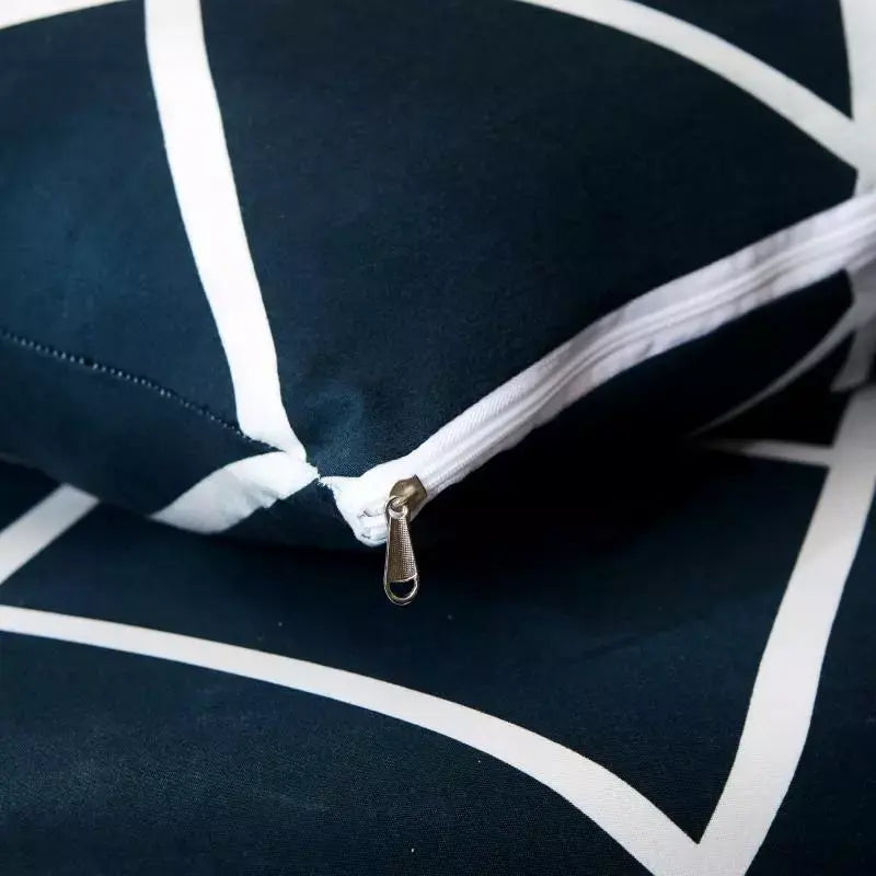 Luxton Home Elastic Stretchable Printed Fully Covered Sofa Slipcover, CROSS LINES - Dark Blue