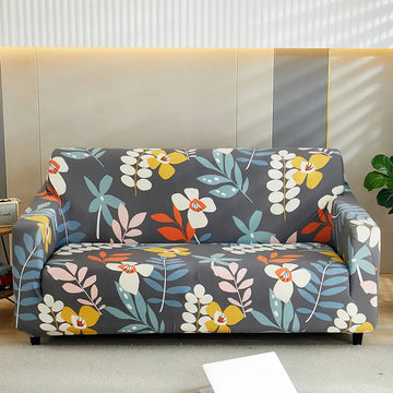 Luxton Home Elastic Stretchable Printed Fully Covered Sofa Slipcover, BOUQUEST - Flower Printed