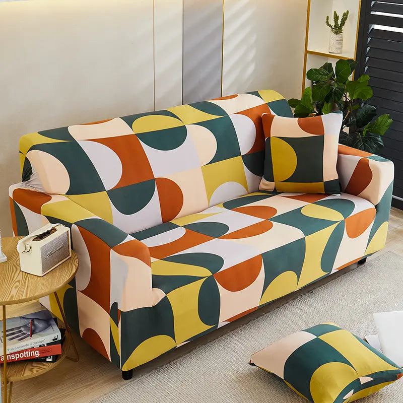 Luxton Home Elastic Stretchable Printed Fully Covered Sofa Slipcover, ARCTIC - Multicolor