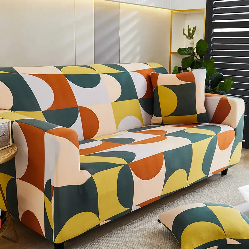 Luxton Home Elastic Stretchable Printed Fully Covered Sofa Slipcover, ARCTIC - Multicolor