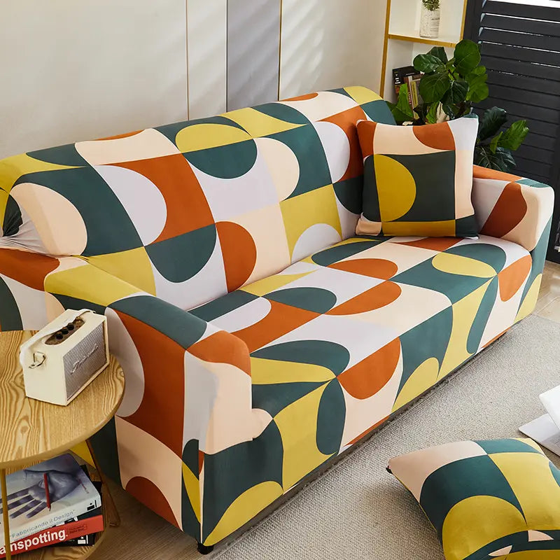 Luxton Home Elastic Stretchable Printed Fully Covered Sofa Slipcover, ARCTIC - Multicolor