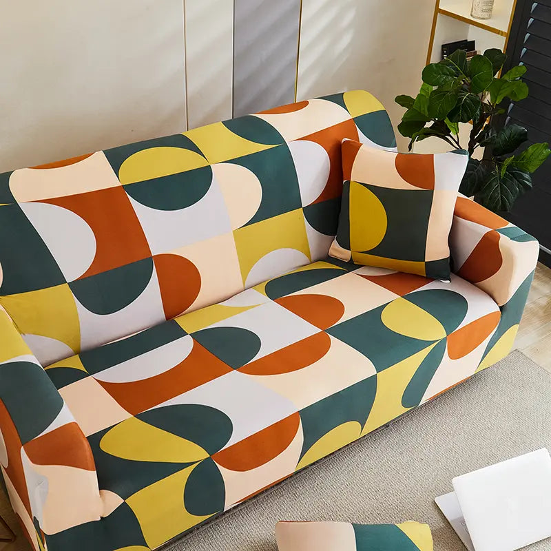 Luxton Home Elastic Stretchable Printed Fully Covered Sofa Slipcover, ARCTIC - Multicolor