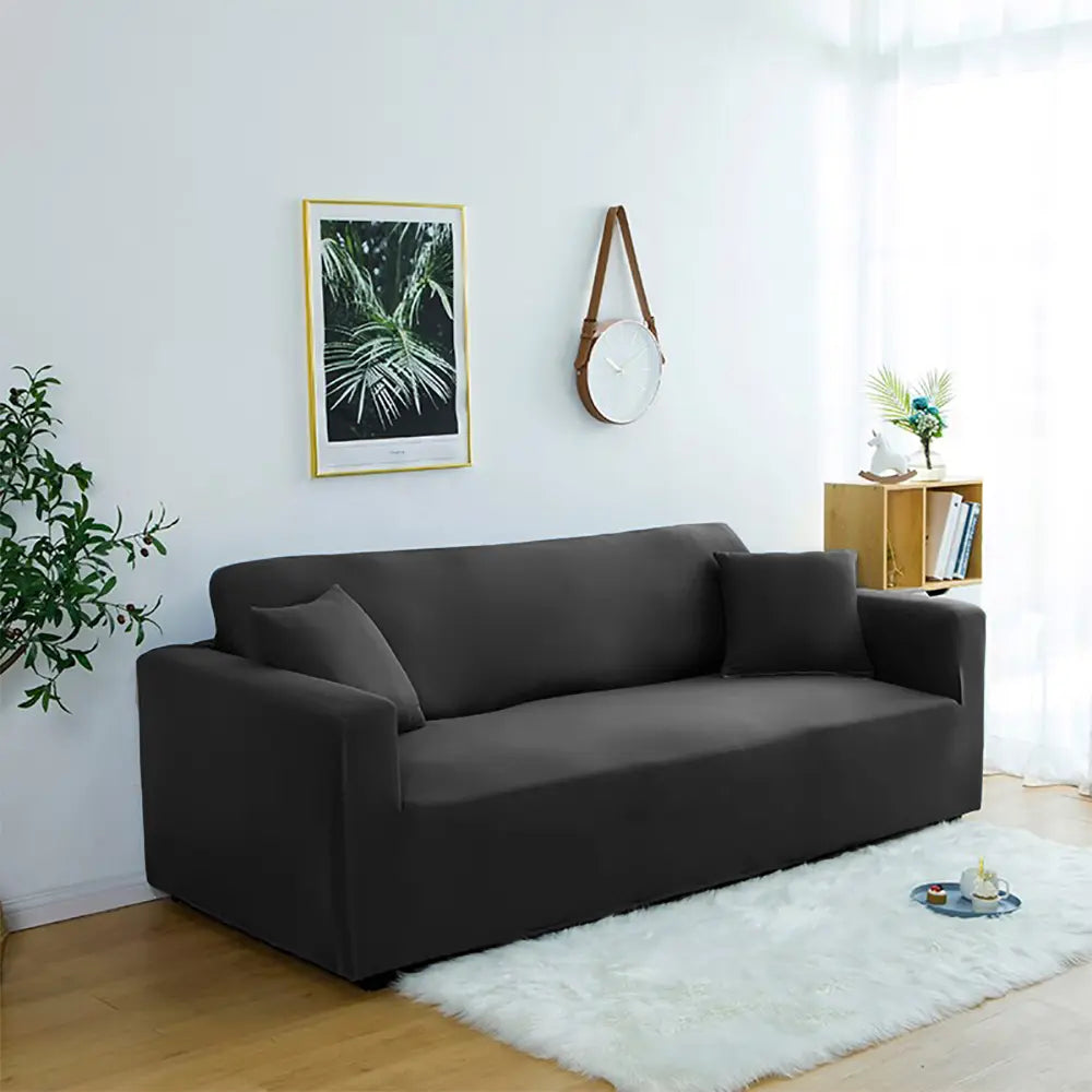 LUXTON HOME Universal Elastic Sofa Cover Stretchable Slipcover for Any Type of Sofa or Couch, Color-Black.