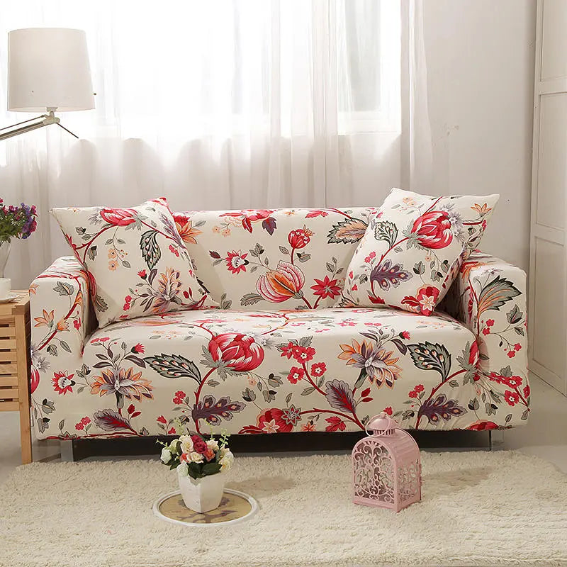 Luxton Home Elastic Stretchable Printed Fully Covered Sofa Slipcover, BLOOM - Flower Printed