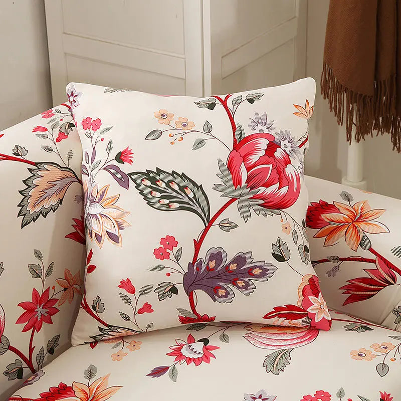 Luxton Home Elastic Stretchable Printed Fully Covered Sofa Slipcover, BLOOM - Flower Printed