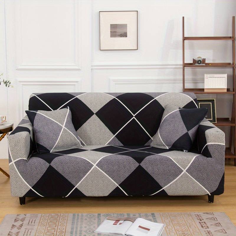 Luxton Home Elastic Stretchable Printed Fully Covered Sofa Slipcover, CHECKS