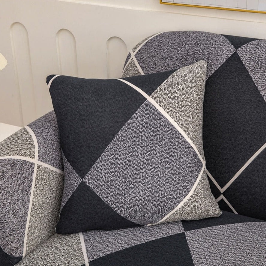 Luxton Home Elastic Stretchable Printed Fully Covered Sofa Slipcover, CHECKS