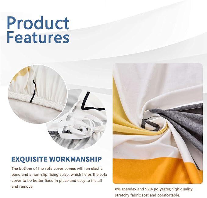 Luxton Home Elastic Stretchable Printed Fully Covered Sofa Slipcover, DELTA