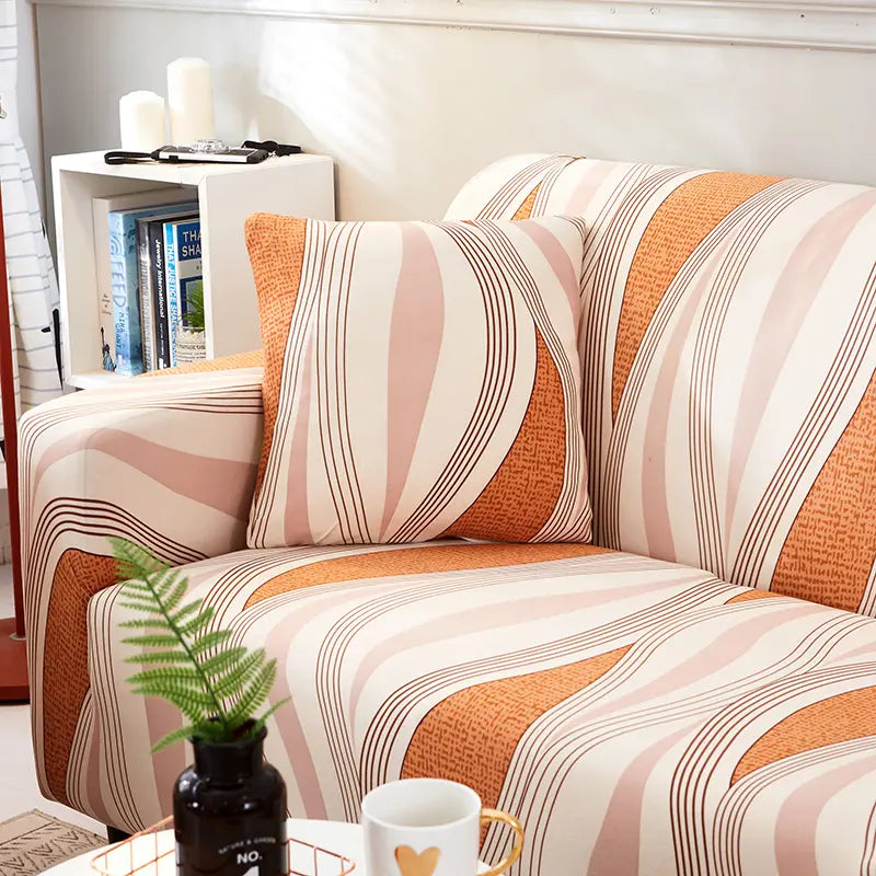 Luxton Home Elastic Stretchable Printed Fully Covered Sofa Slipcover, FLAMES